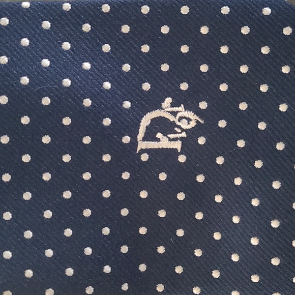VINTAGE CHRISTIAN DIOR LOGO MONOGRAM POLKA DOT NECK TIE - Picture 3 of 7
